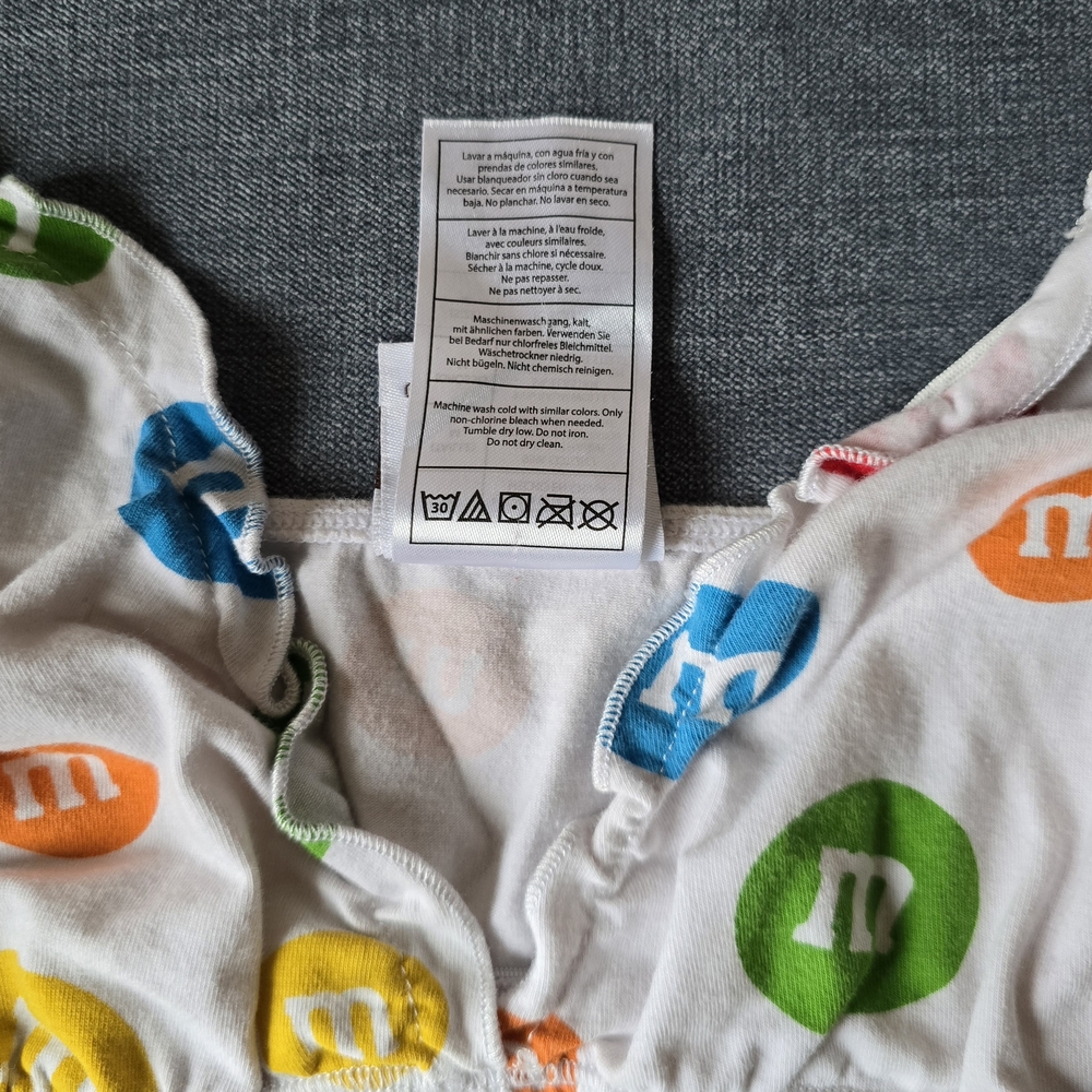 M&M’s Candy Logo Spaghetti Strap Dress Girls Size M White Colorful Print - Picture 6 of 11